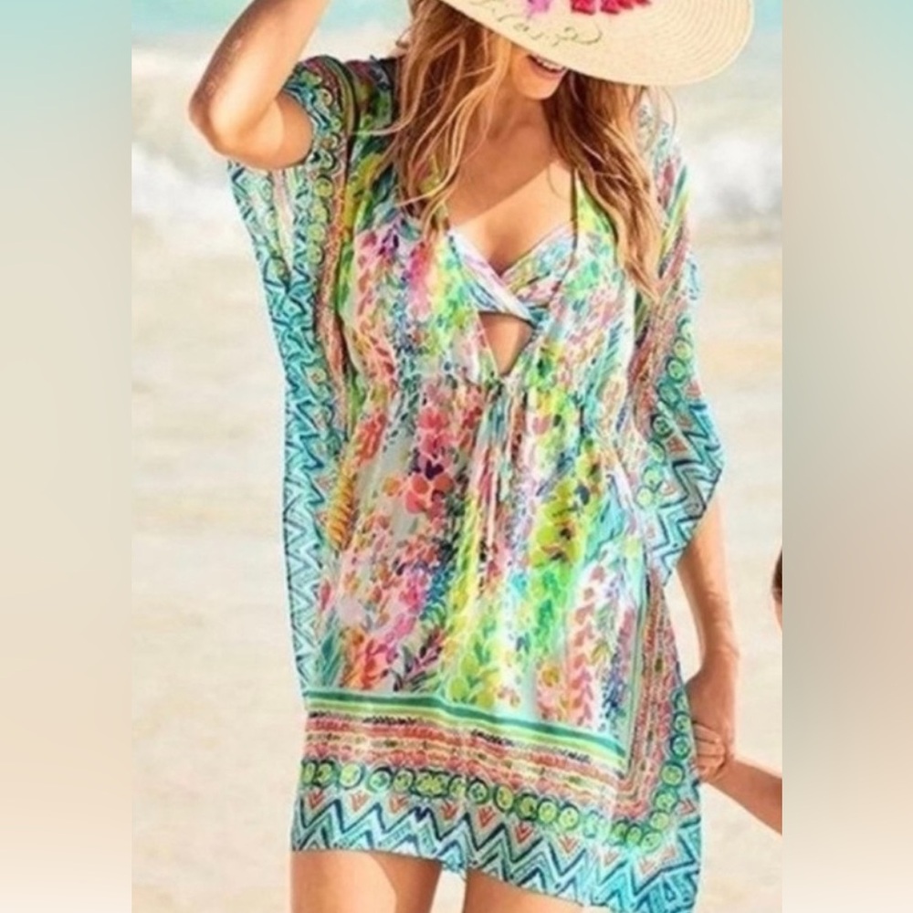 Lilly Pulitzer  “Catch the Wave” Gardenia  Sheer Cover-Up sz Small NWOT - Picture 6 of 6